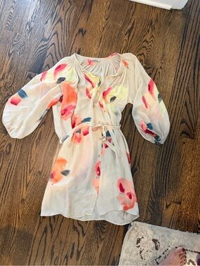 Tucker Lightweight Cream Floral Tie-Waist Dress